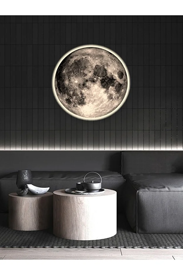 Moon,led Aplik,30cm Çap Led 25watt, Modern,duvar Aplik,led, Yatak Odası Aplik,yatak Başı Aplik